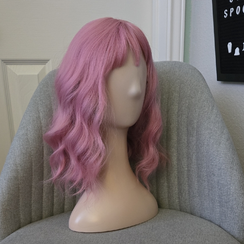 Purple Pink Wavy Hair Wig, Mid Length, NWT